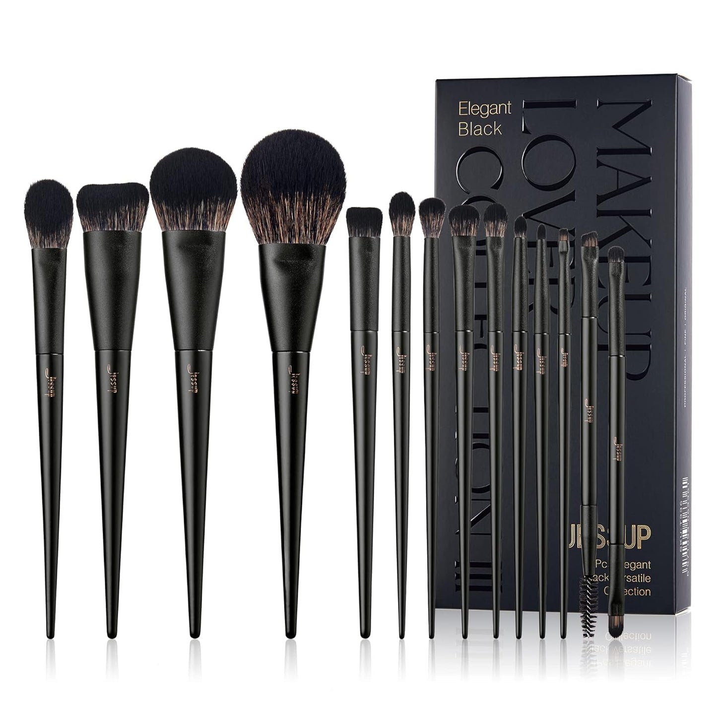 Makeup Brushes 14Pcs Makeup Brush Set Premium Synthetic Powder Foundation Contour Blush Concealer Eye Shadow Blending Liner Make up Brush Kit Light Grey T329