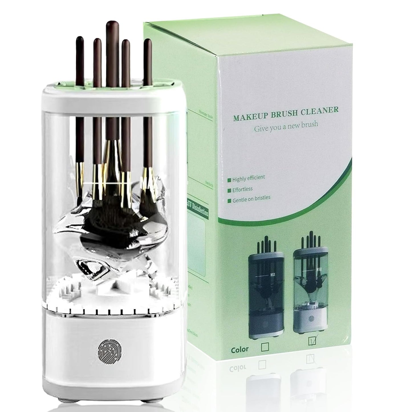 Electric Makeup Brush Cleaner Machine, Upgrade Cosmetic Brush Cleaner,Automatic Spinning USB Efficient Makeup Brush Cleaner Fit for All Size Makeup Brushes (Light White)