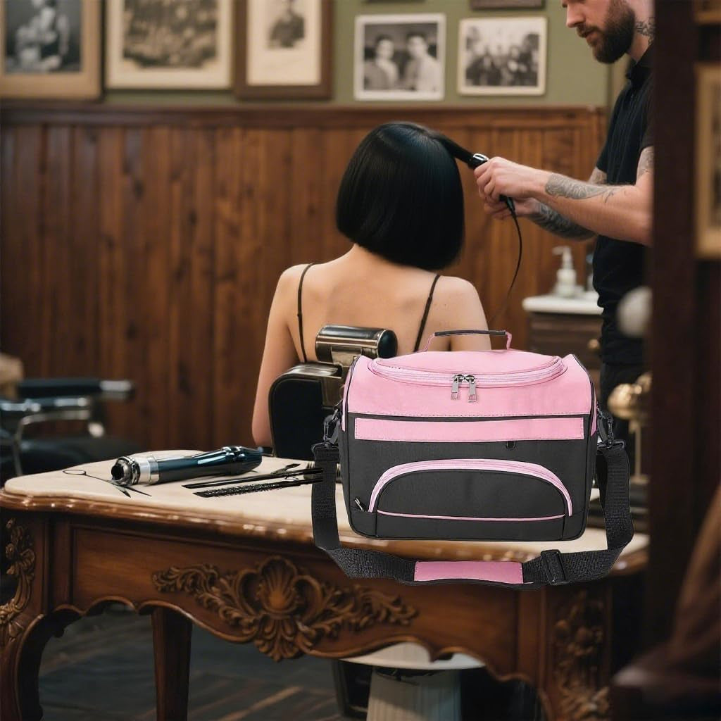 Large Capacity Hairdresser Bag Barber Carrying Case with Handle and Shoulder Strap, Beauty Salon Tool Kits Storage Travel Barber Case Holds Various Hair Cutting Tools Haircutting Bag