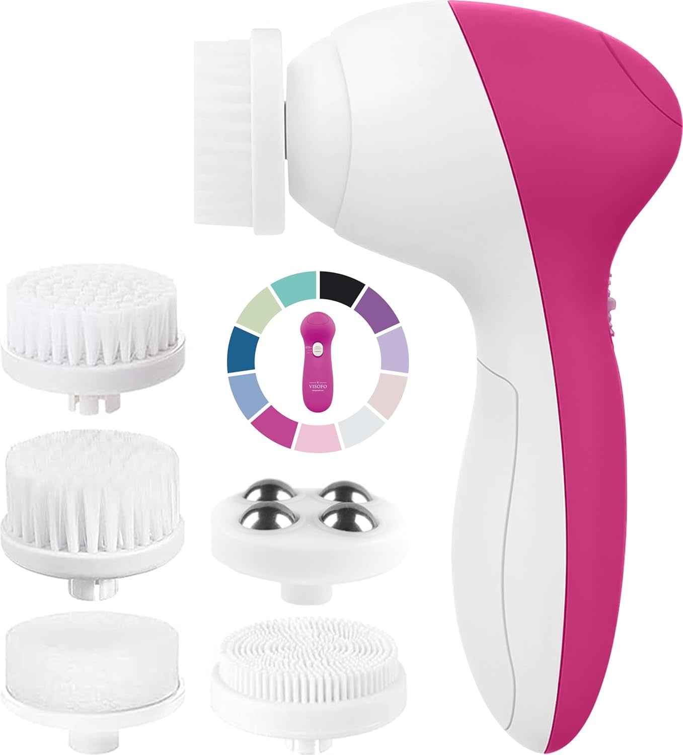 Face Scrubber | Facial Cleansing Brush Exfoliator Skin Care Products Beauty Products Powered Electric Wash Exfoliating Spin Cleanser Cleaning Scrub Including 7 Heads (Opal)