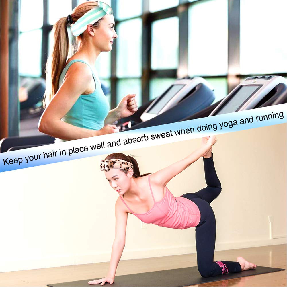 8 Pack Spa Headband, Coral Fleece Makeup Cosmetic Headband for Washing Face, Bow Headbands for Shower Terry Cloth Headbands for Women Facial Hair Band