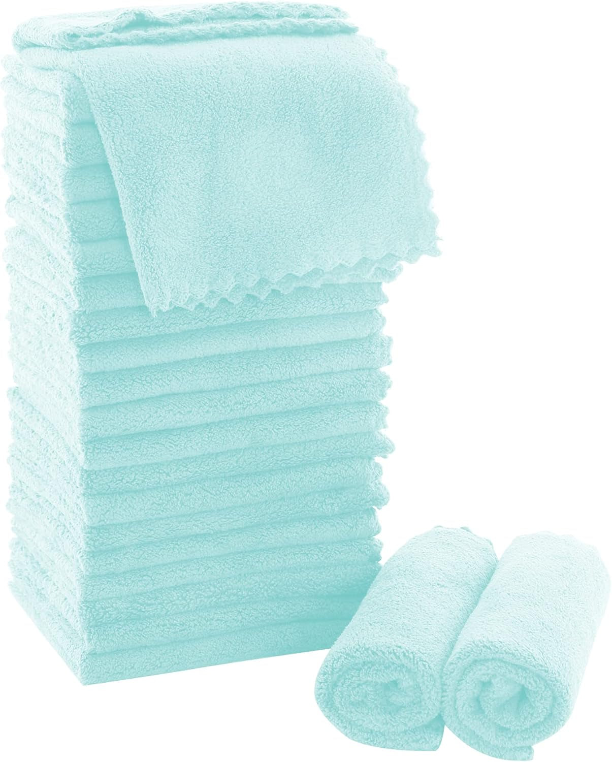 Ultra Soft Premium Washcloths Set - 12 X 12 Inches - 24 Pack - Quick Drying - Highly Absorbent Coral Velvet Bathroom Wash Clothes - Use as Bath, Spa, Facial, Fingertip Towel (Grey)