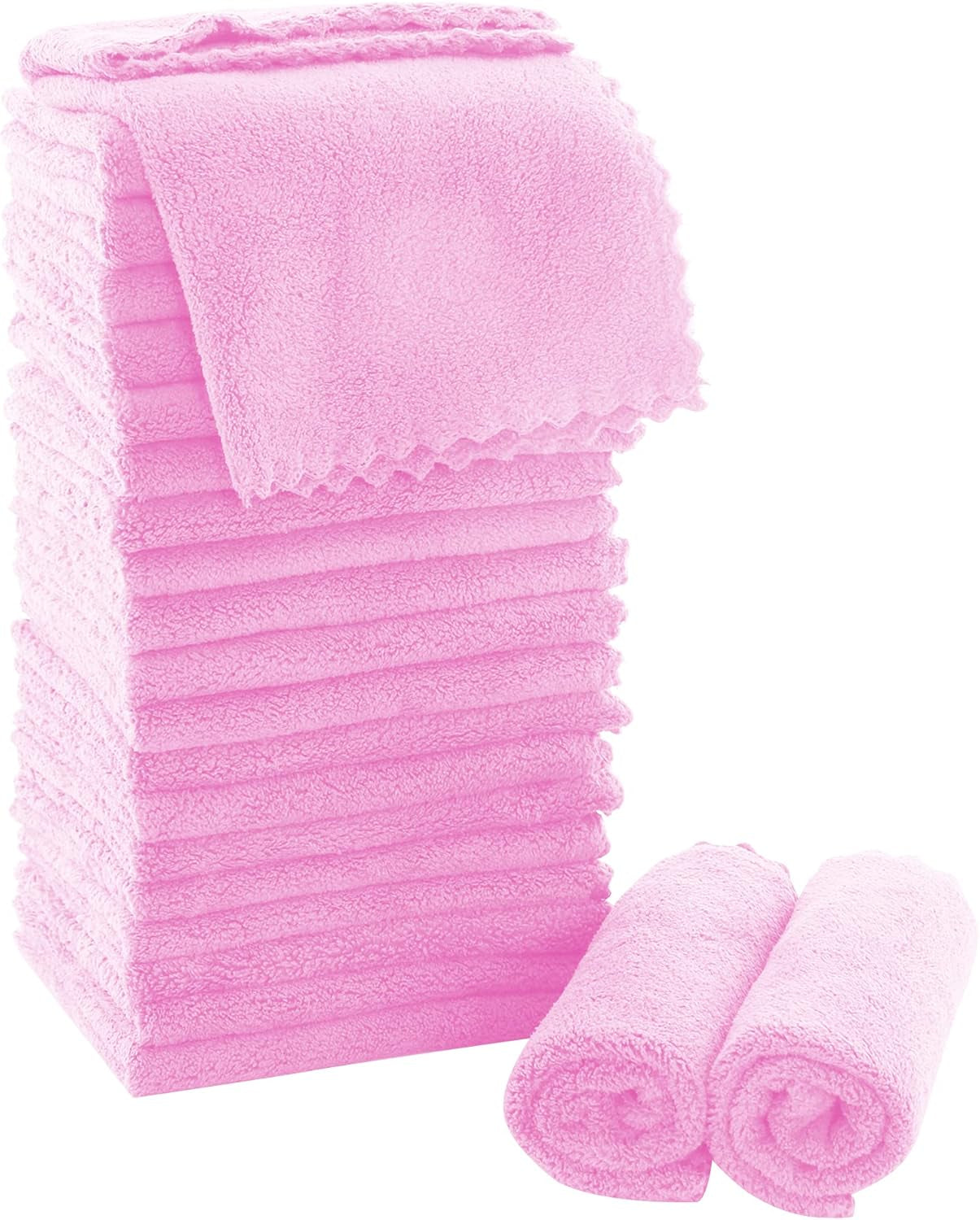Ultra Soft Premium Washcloths Set - 12 X 12 Inches - 24 Pack - Quick Drying - Highly Absorbent Coral Velvet Bathroom Wash Clothes - Use as Bath, Spa, Facial, Fingertip Towel (Grey)