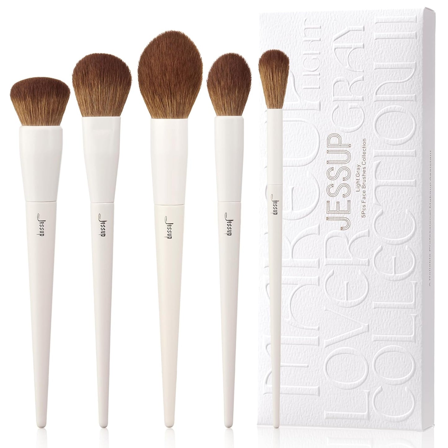 Makeup Brushes 14Pcs Makeup Brush Set Premium Synthetic Powder Foundation Contour Blush Concealer Eye Shadow Blending Liner Make up Brush Kit Light Grey T329