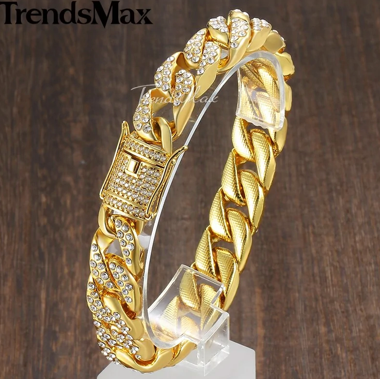 Miami Gold Curb Cuban Bracelet ALI IS CHEAPER