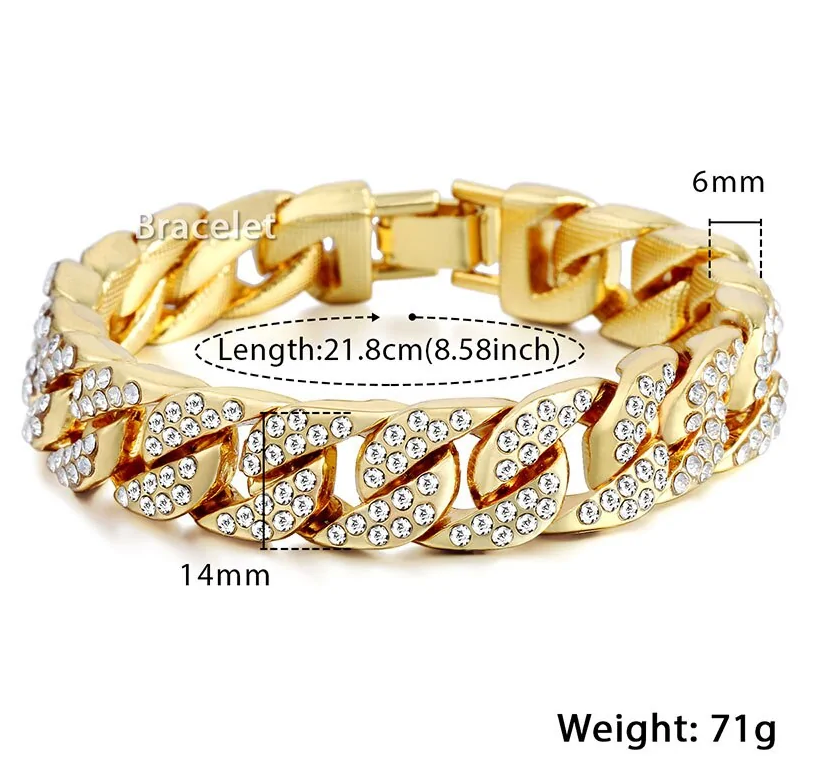Miami Gold Curb Cuban Bracelet ALI IS CHEAPER