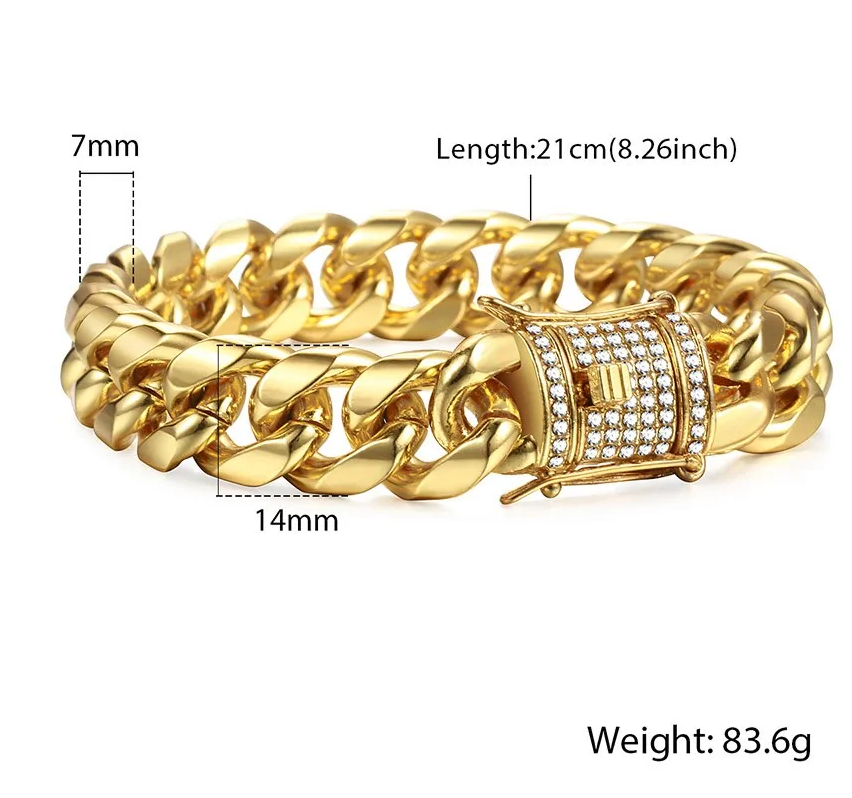 Miami Gold Curb Cuban Bracelet ALI IS CHEAPER