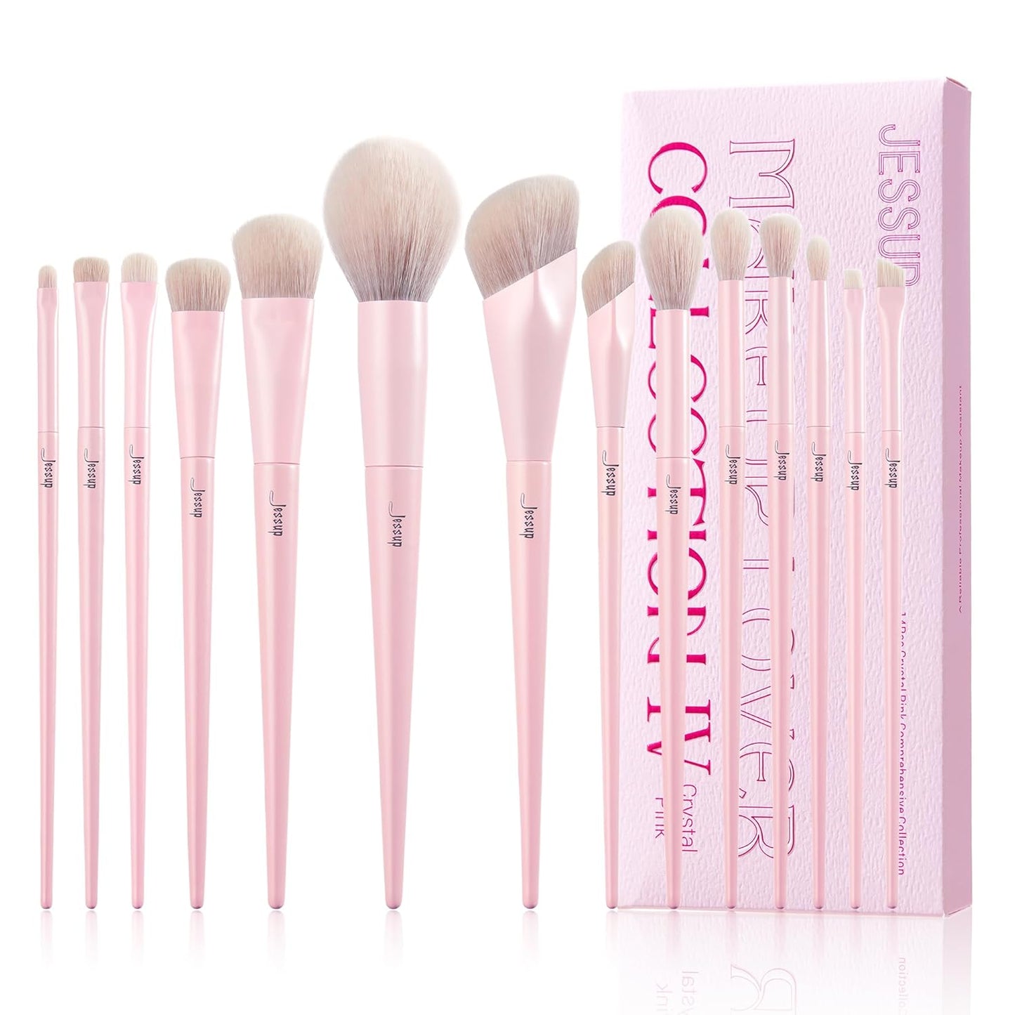 Makeup Brushes 14Pcs Makeup Brush Set Premium Synthetic Powder Foundation Contour Blush Concealer Eye Shadow Blending Liner Make up Brush Kit Light Grey T329