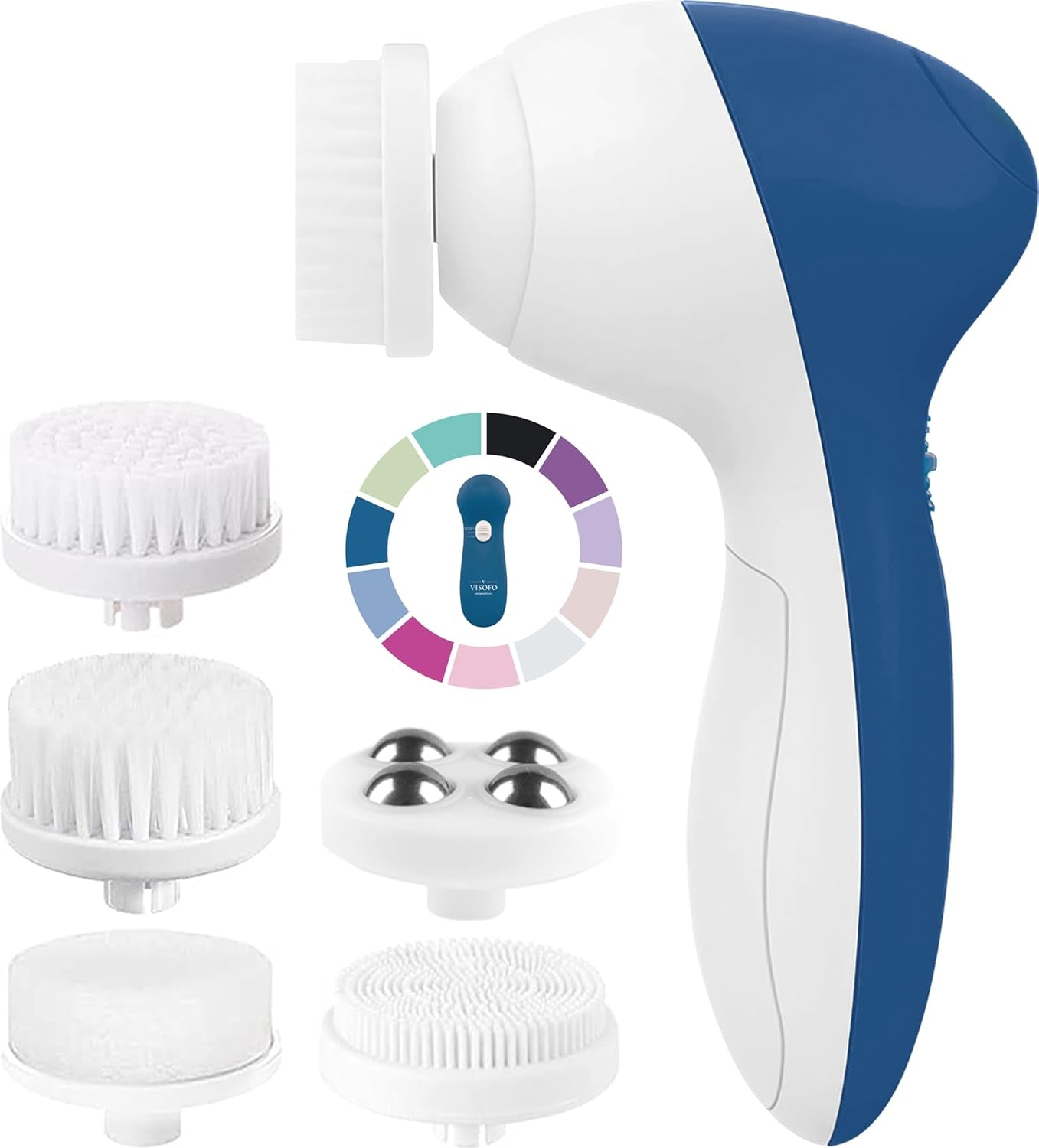 Face Scrubber | Facial Cleansing Brush Exfoliator Skin Care Products Beauty Products Powered Electric Wash Exfoliating Spin Cleanser Cleaning Scrub Including 7 Heads (Opal)