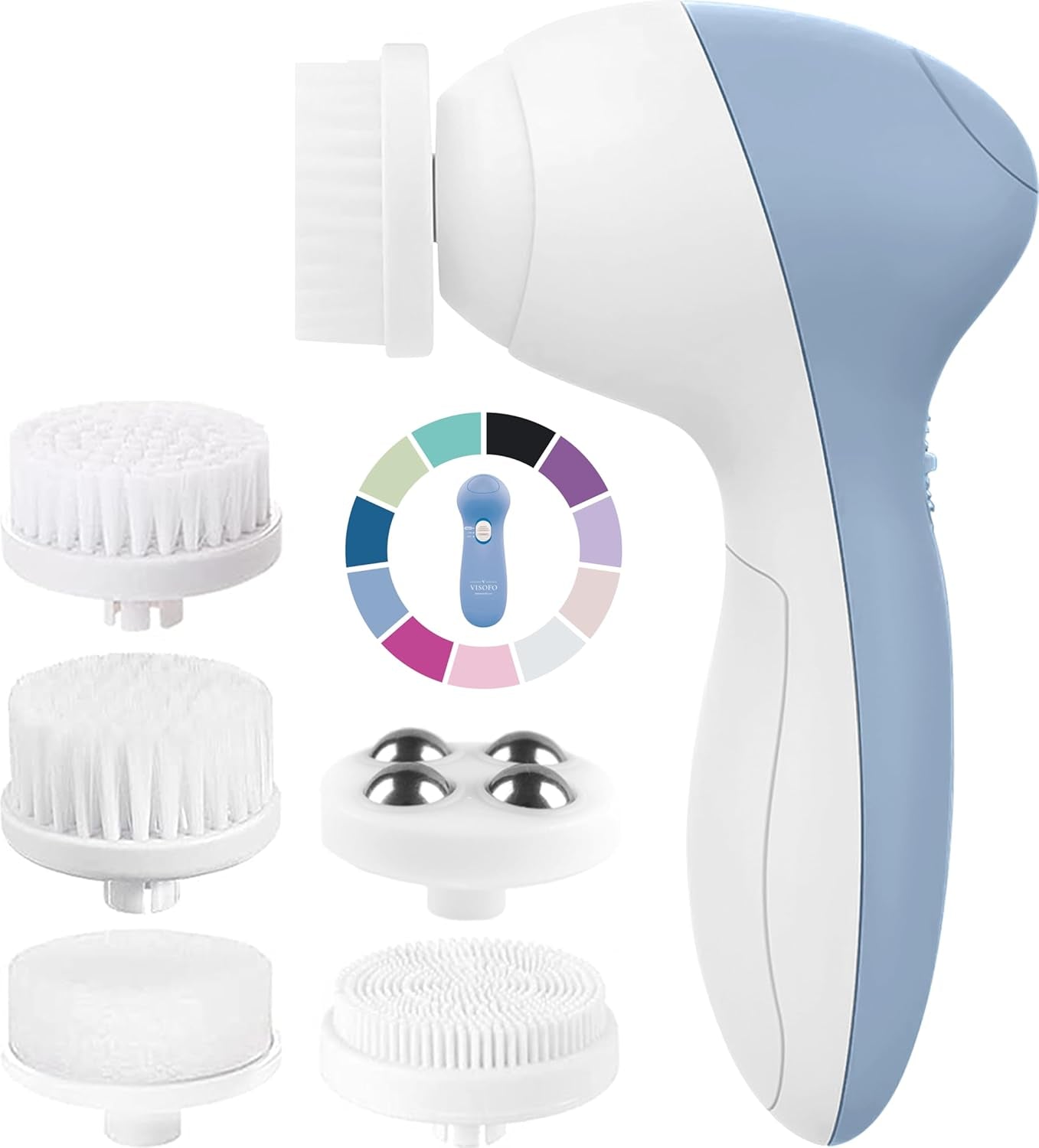 Face Scrubber | Facial Cleansing Brush Exfoliator Skin Care Products Beauty Products Powered Electric Wash Exfoliating Spin Cleanser Cleaning Scrub Including 7 Heads (Opal)