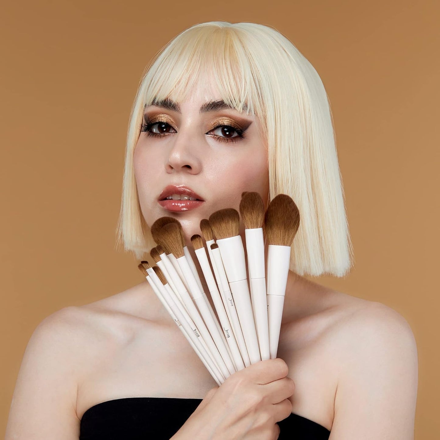 Makeup Brushes 14Pcs Makeup Brush Set Premium Synthetic Powder Foundation Contour Blush Concealer Eye Shadow Blending Liner Make up Brush Kit Light Grey T329